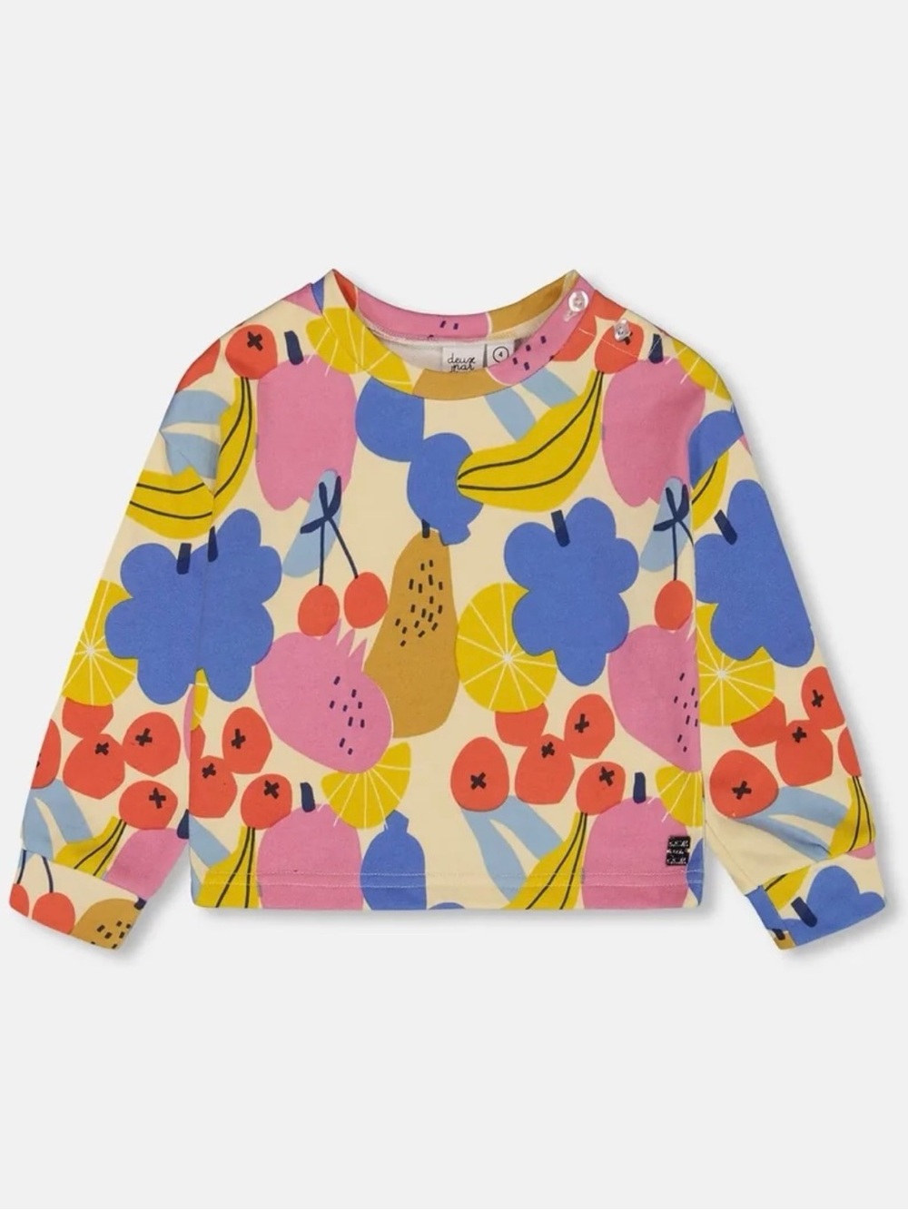 deux par deux Cream Sweatshirt with Pink, Blue, Yellow & Red Fruit Print